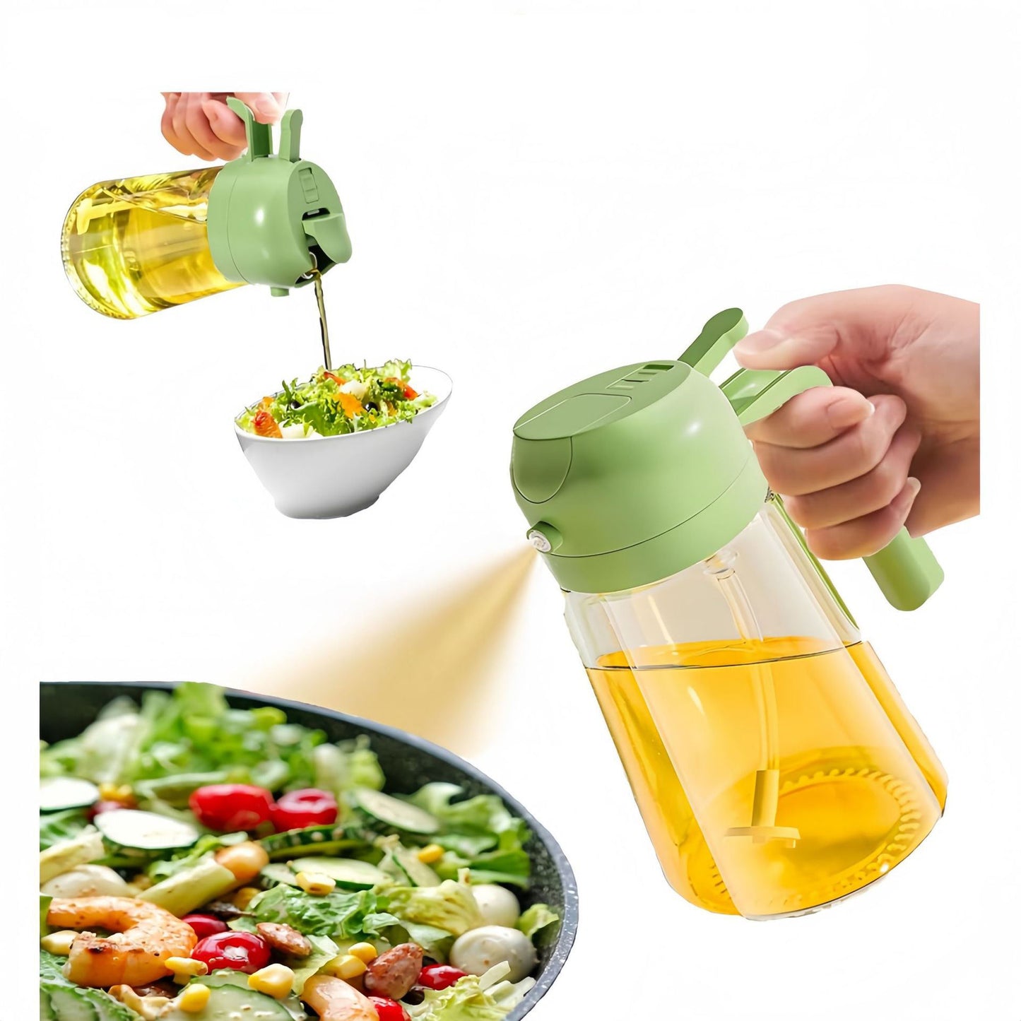 2-in-1 Glass Oil Spray Bottle & Oil Dispenser 550ml
