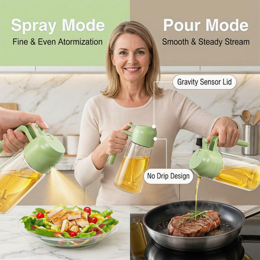 2-in-1 Glass Oil Spray Bottle & Oil Dispenser 550ml