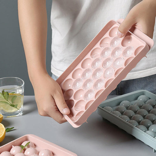 33 Grid Round Ice Ball Mold Tray with Lid – BPA Free Reusable Ice Cube Maker