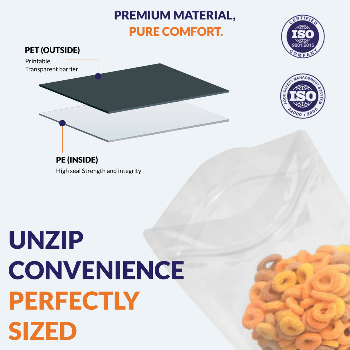 Stand Up Zipper Pouch | Transparent Food Grade Packaging Bags | Leak Proof | Multiple Sizes Available