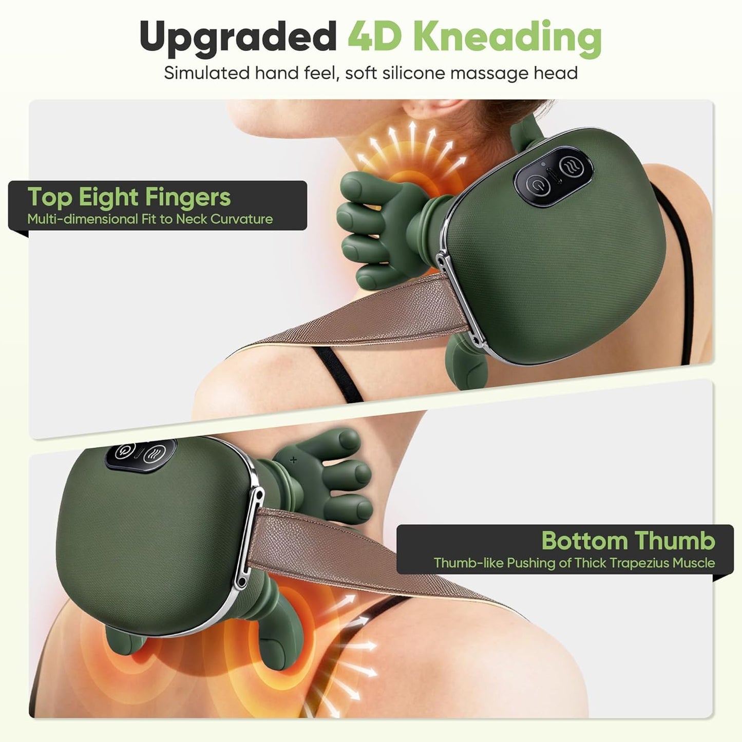 Portable Heated Neck & Back Massager | Wireless 4D Shiatsu Deep Tissue Massage Machine with Heat | Pain Relief for Neck, Shoulder & Back