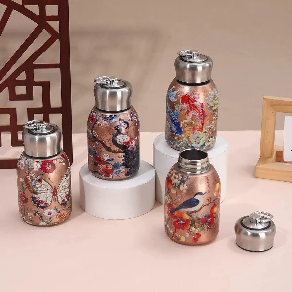 300ml Printed Vacuum Insulated Stainless Steel Water Bottle | Hot & Cold Flask | Leakproof Travel Bottle