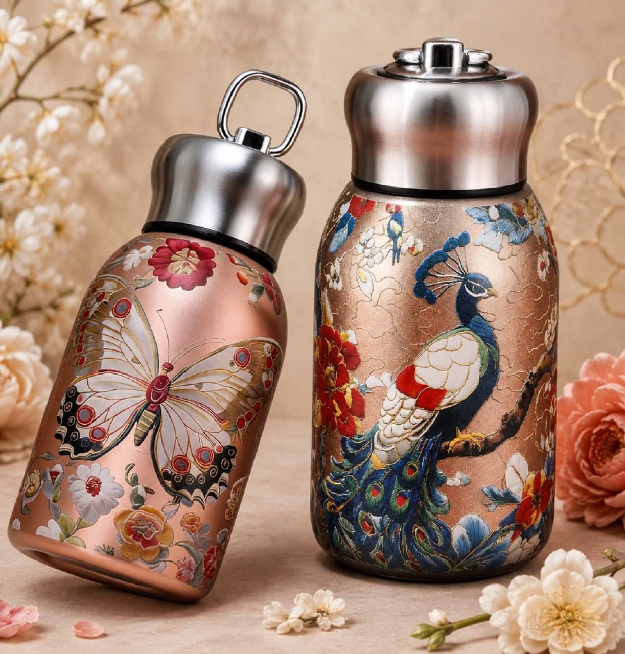300ml Printed Vacuum Insulated Stainless Steel Water Bottle | Hot & Cold Flask | Leakproof Travel Bottle