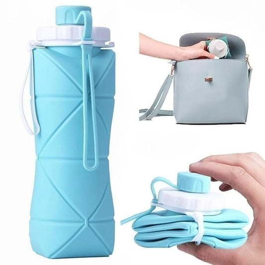 600ml Folding Silicone Water Bottle | Portable Sports Travel Bottle | Leakproof Reusable Water Bottle