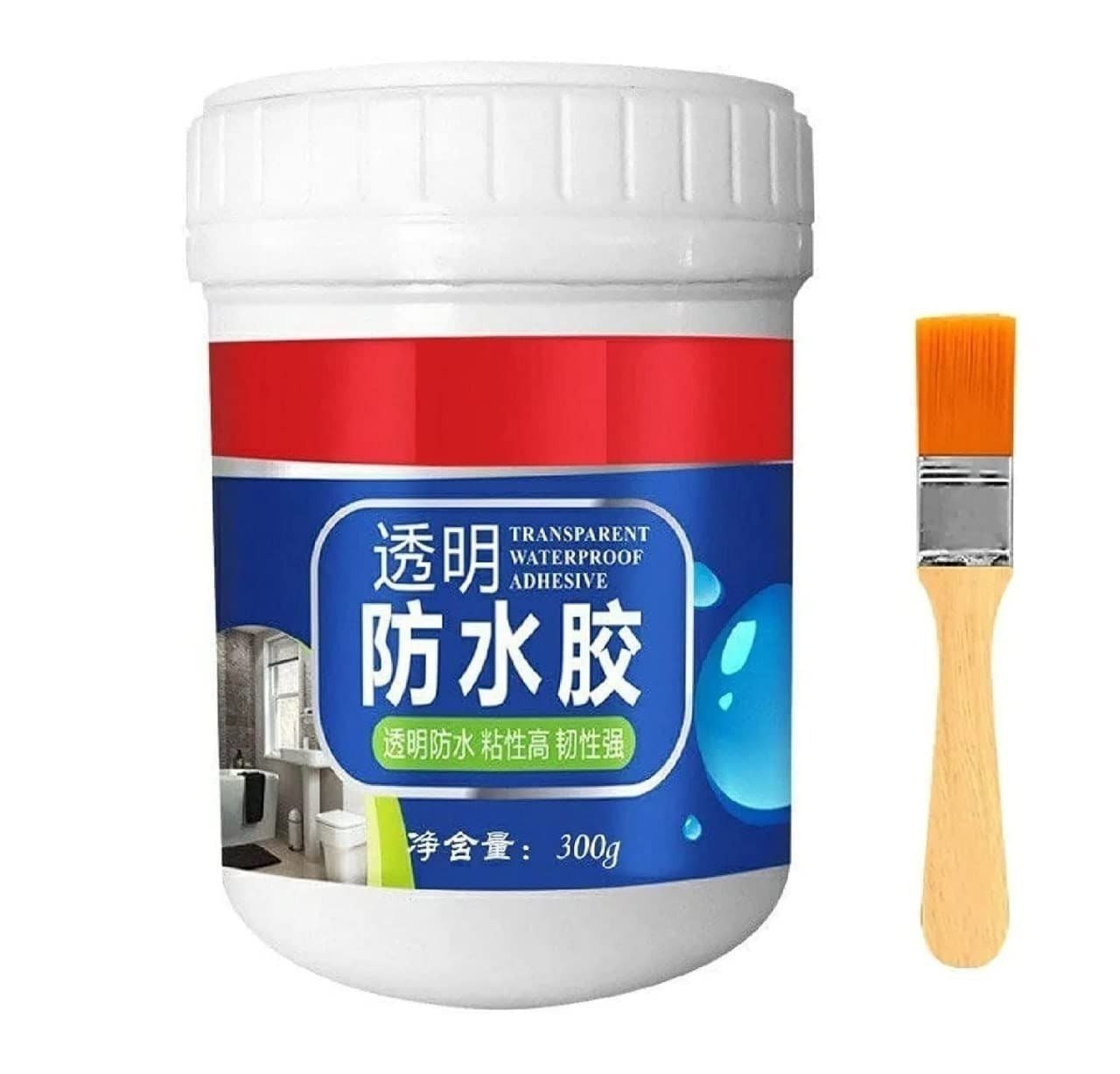 Transparent Waterproof Adhesive Glue 300g with Brush for Roof, Wall & Tile Repair