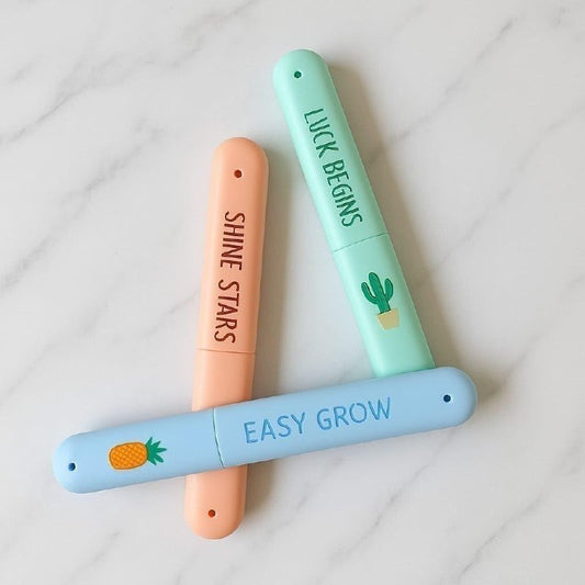 Decorative Travel Toothbrush Holder Set | Plastic Toothbrush Storage Case | 3 Pack | Portable Toothbrush Cover
