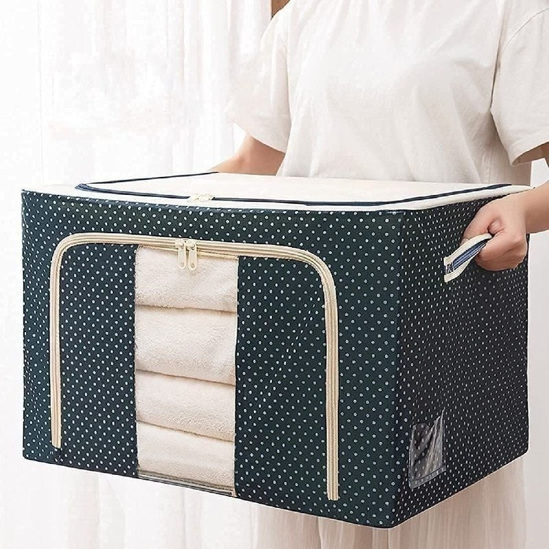 Cloth Organiser With Handle | Foldable Wardrobe Storage Box (Grey)