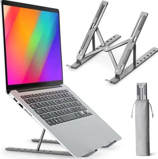 Premium Foldable Aluminium Laptop Stand | Adjustable Ergonomic Laptop & Tablet Holder | Portable Metal Stand