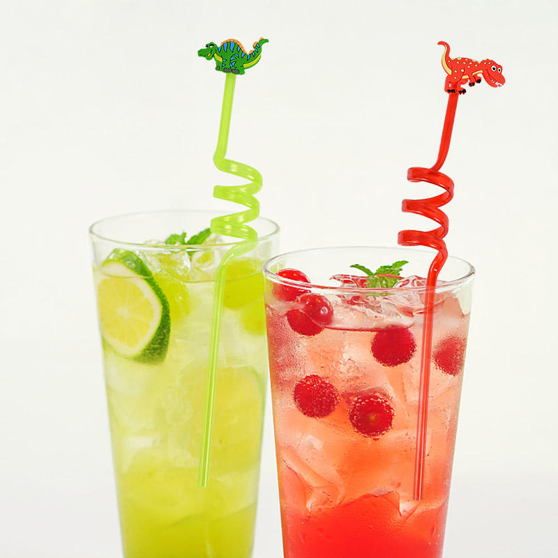 Reusable Spiral Drinking Straws 4 Pcs Set for Juice & Cold Drinks
