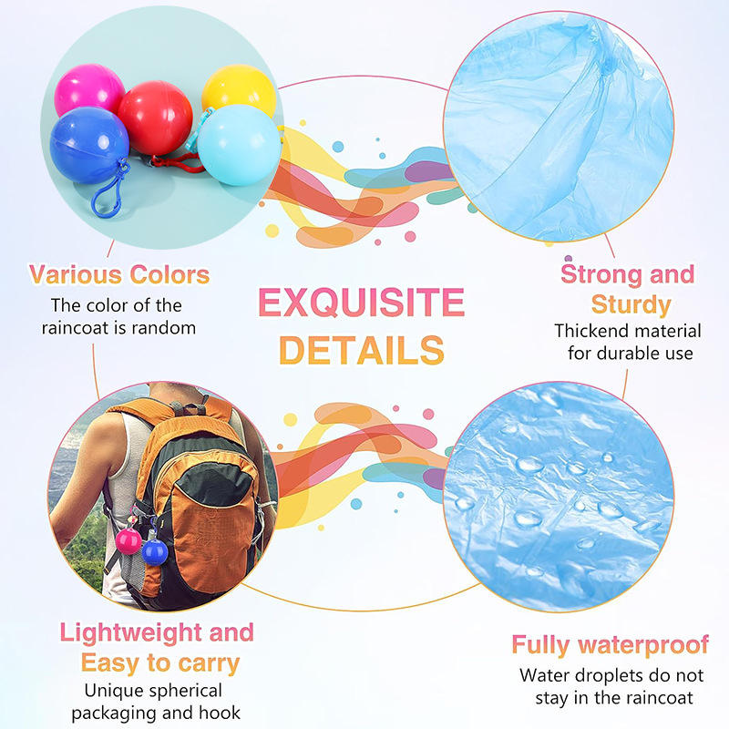 Portable Ball Raincoat | Waterproof Emergency Disposable Rain Poncho | Reusable Travel Raincoat with Keychain for Men, Women, Boys & Girls