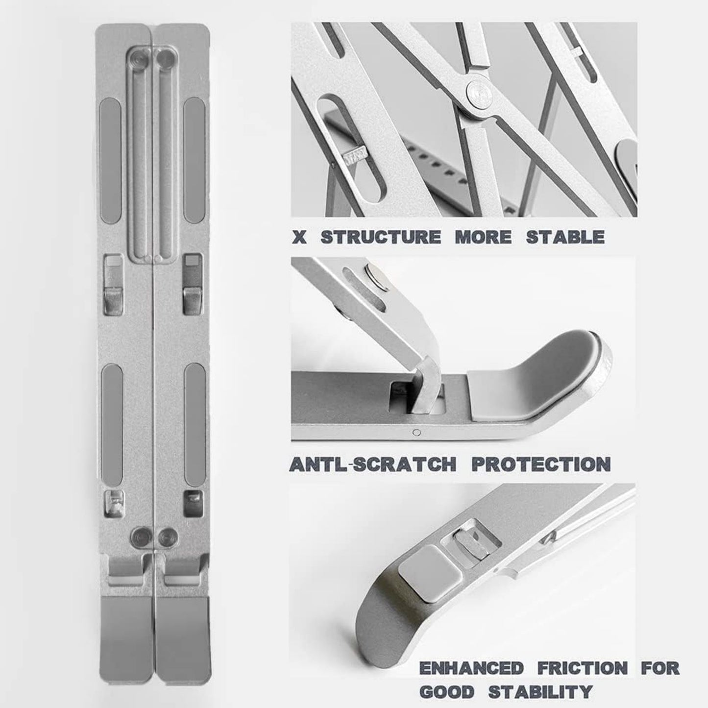 Premium Foldable Aluminium Laptop Stand | Adjustable Ergonomic Laptop & Tablet Holder | Portable Metal Stand