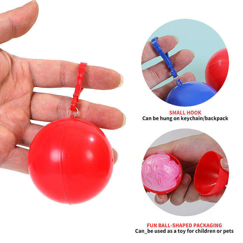 Portable Ball Raincoat | Waterproof Emergency Disposable Rain Poncho | Reusable Travel Raincoat with Keychain for Men, Women, Boys & Girls