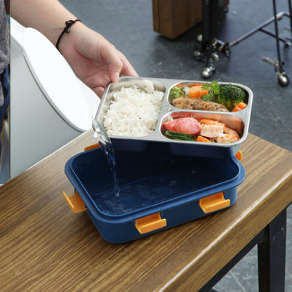 Stainless Steel 3 Compartment Lunch Box | Leak Proof | Office & School Tiffin Box with Spoon