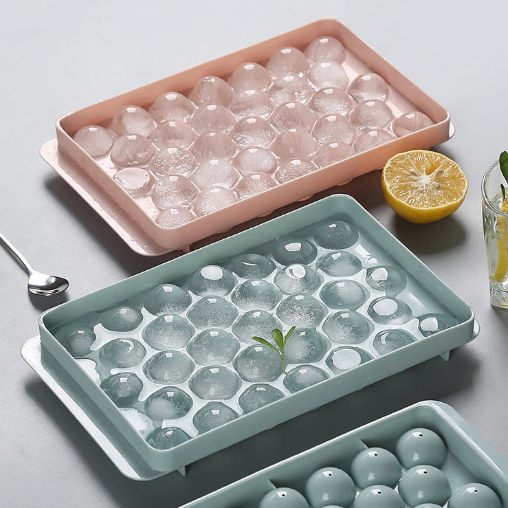 33 Grid Round Ice Ball Mold Tray with Lid – BPA Free Reusable Ice Cube Maker