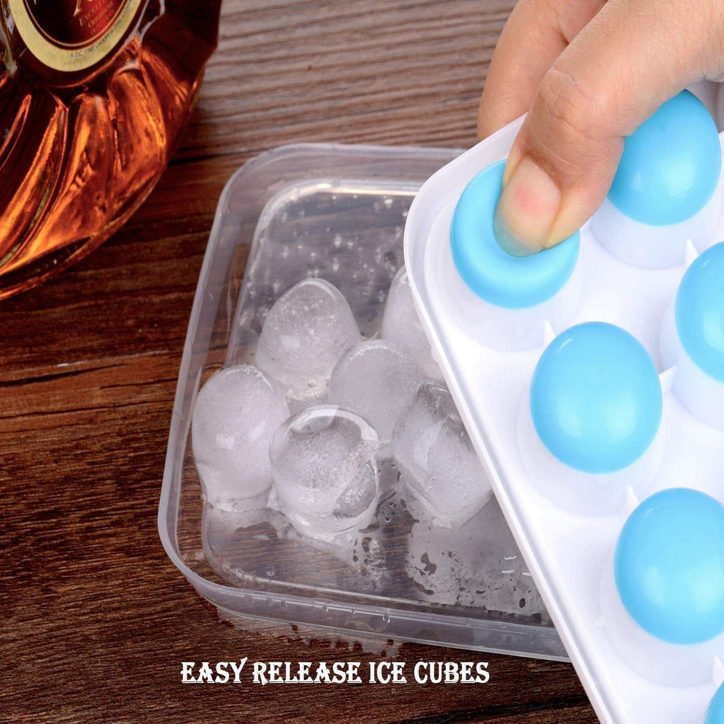 Silicone Pop Up Ice Cube Tray with Lid – BPA Free Ice Ball Mold