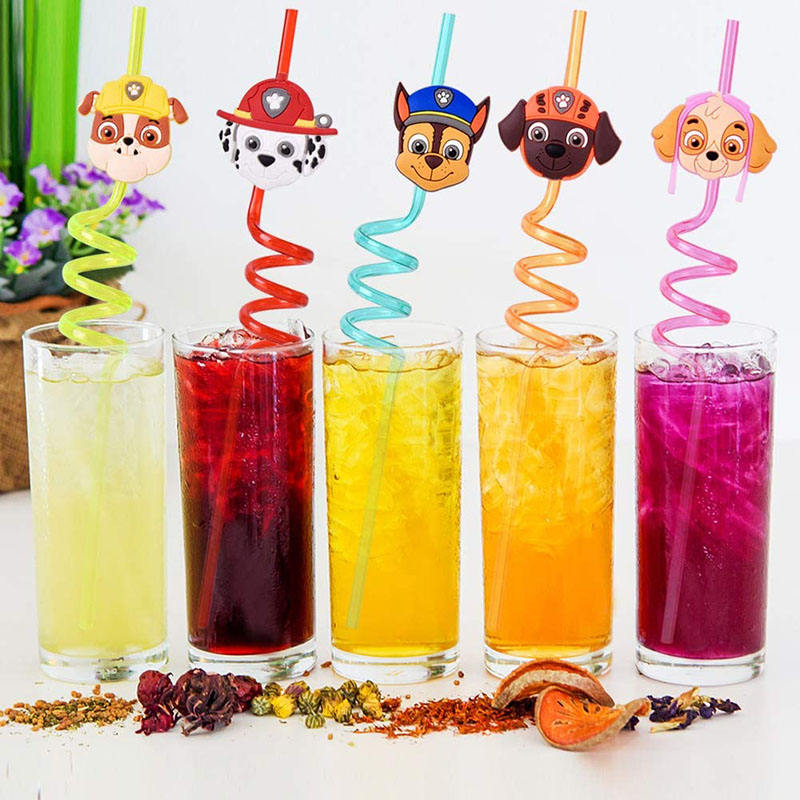 Reusable Spiral Drinking Straws 4 Pcs Set for Juice & Cold Drinks