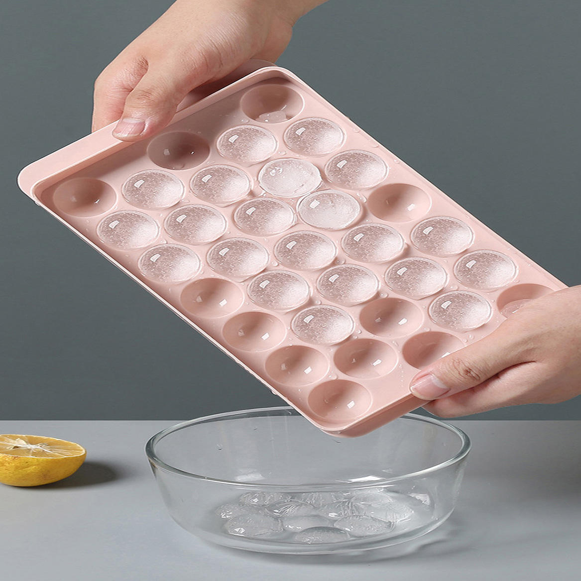 33 Grid Round Ice Ball Mold Tray with Lid – BPA Free Reusable Ice Cube Maker
