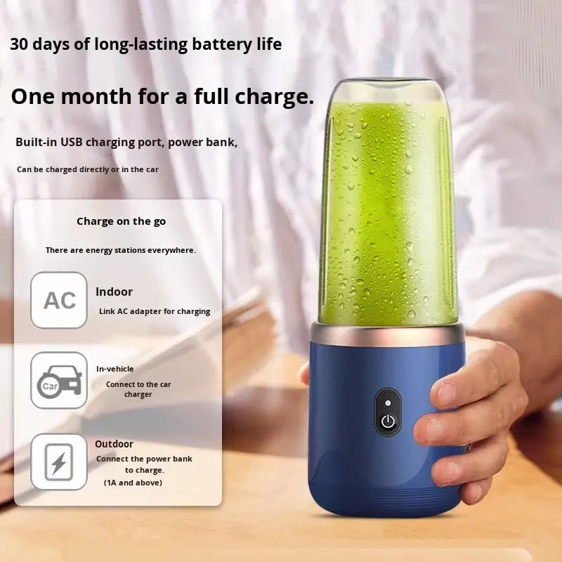 Portable USB Rechargeable Juicer Blender Bottle | 6 Blades | Electric Mini Fruit Mixer | Travel Smoothie Maker | 380ml