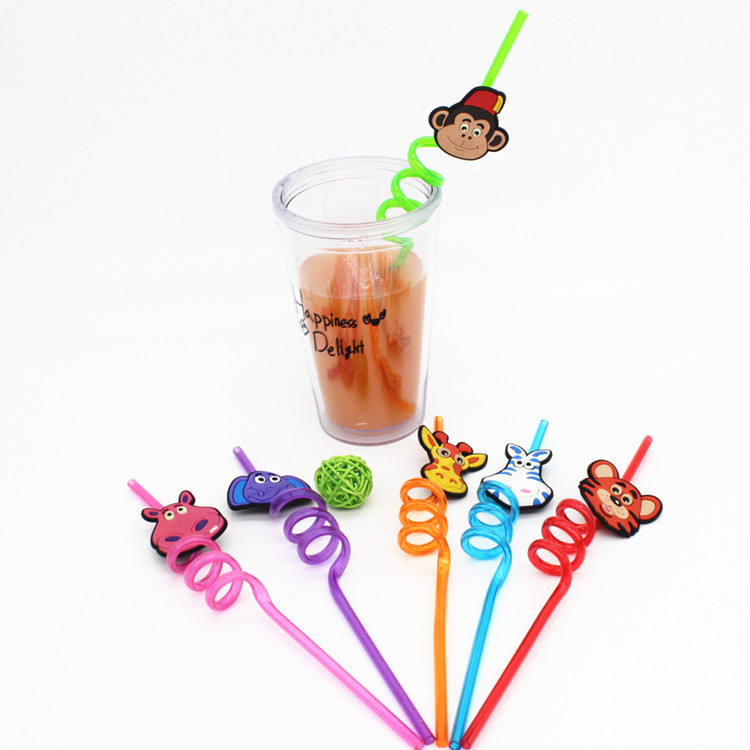Reusable Spiral Drinking Straws 4 Pcs Set for Juice & Cold Drinks