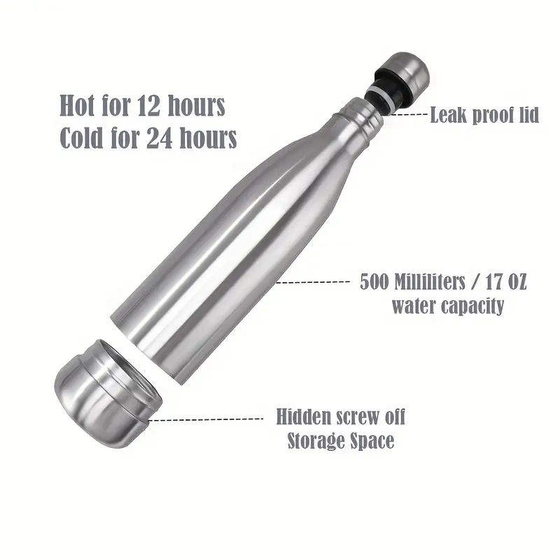 Premium Stainless Steel Water Bottle 1 Litre (1000ml) | Vacuum Insulated | Leak Proof | BPA Free | Hot & Cold Flask