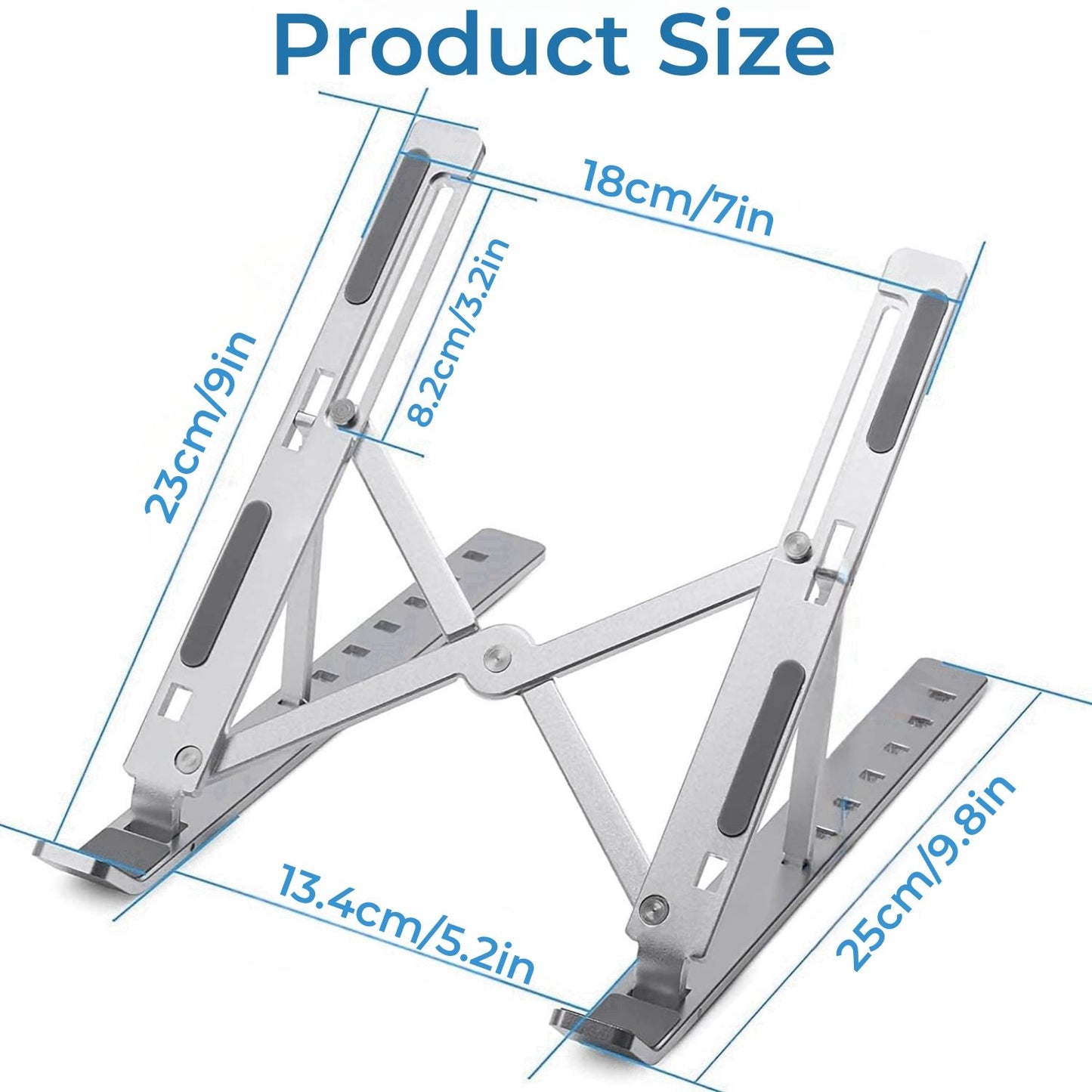 Premium Foldable Aluminium Laptop Stand | Adjustable Ergonomic Laptop & Tablet Holder | Portable Metal Stand