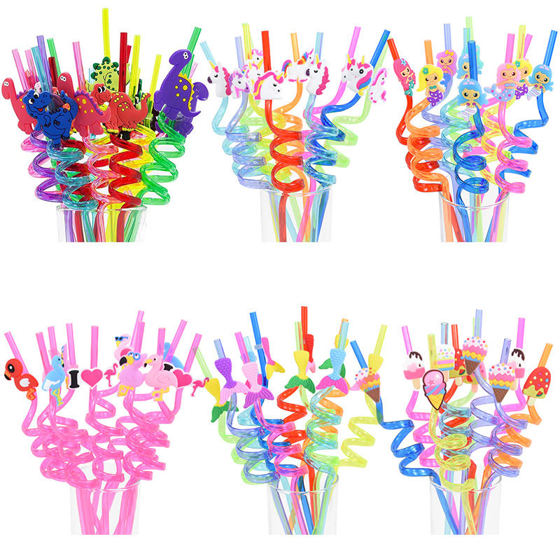 Reusable Spiral Drinking Straws 4 Pcs Set for Juice & Cold Drinks