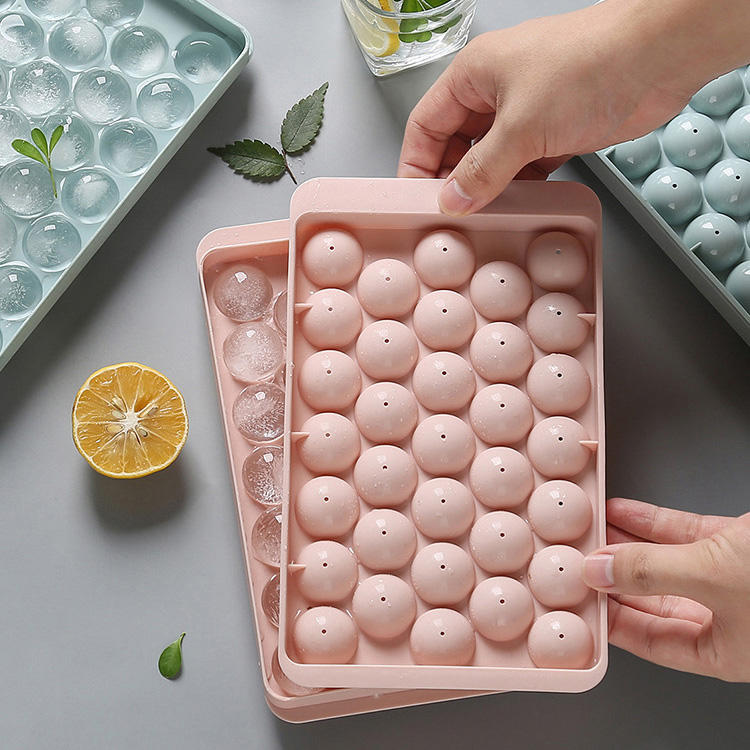 33 Grid Round Ice Ball Mold Tray with Lid – BPA Free Reusable Ice Cube Maker