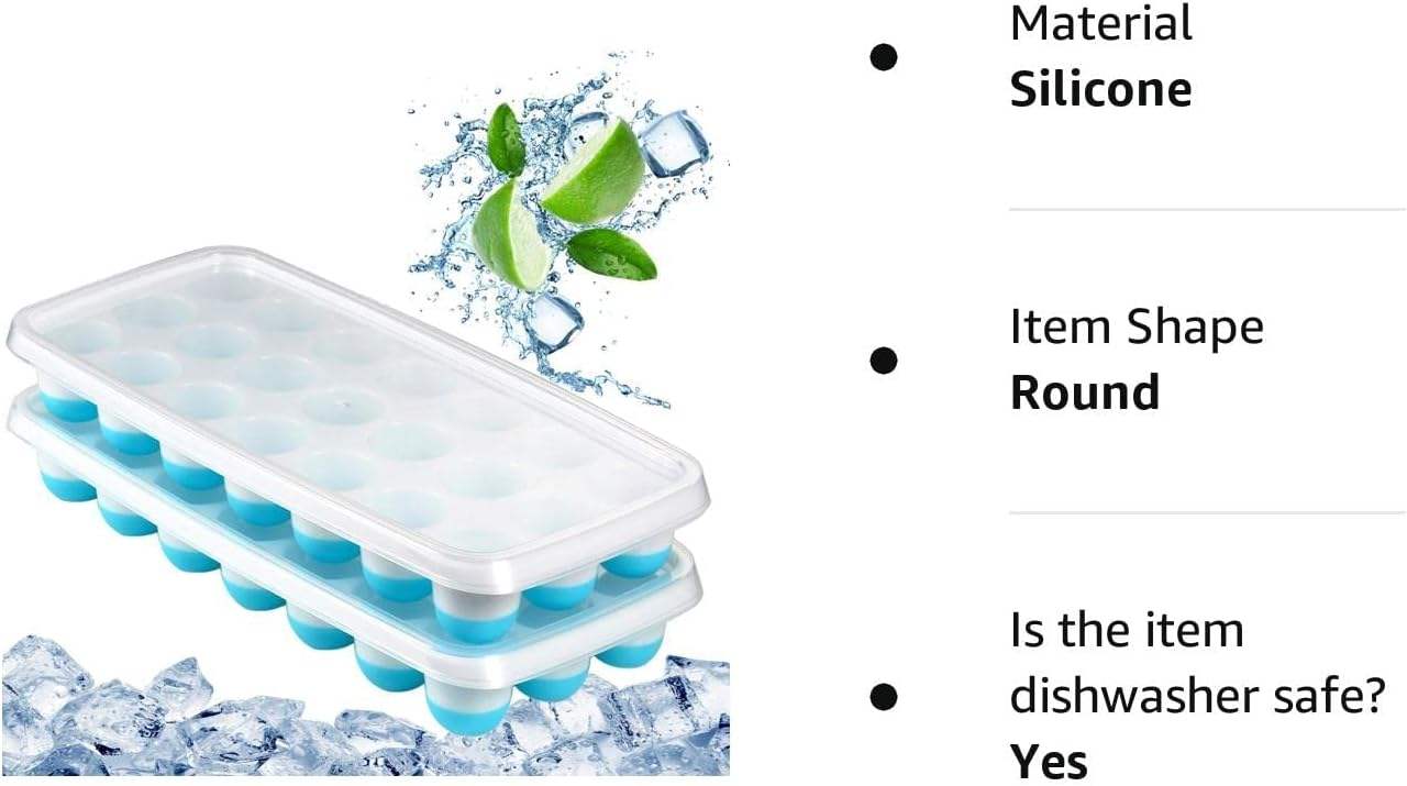 Silicone Pop Up Ice Cube Tray with Lid – BPA Free Ice Ball Mold