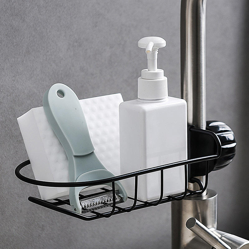 Stainless Steel Sink Faucet Shelf Soap Sponge Drain Rack