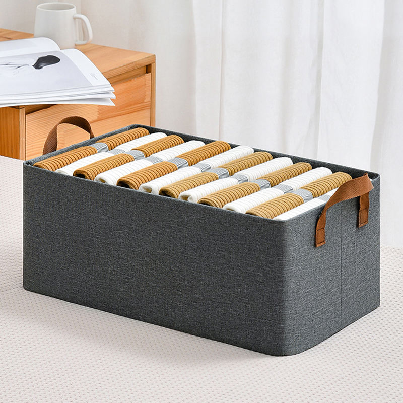 Cloth Organiser With Handle | Foldable Wardrobe Storage Box (Grey)
