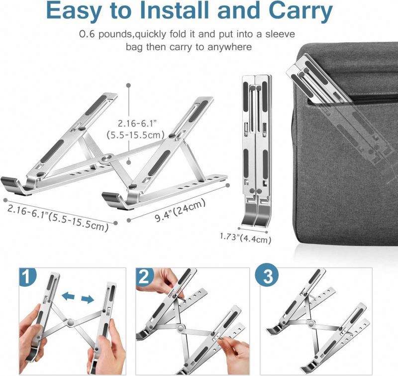 Premium Foldable Aluminium Laptop Stand | Adjustable Ergonomic Laptop & Tablet Holder | Portable Metal Stand
