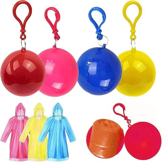 Portable Ball Raincoat | Waterproof Emergency Disposable Rain Poncho | Reusable Travel Raincoat with Keychain for Men, Women, Boys & Girls