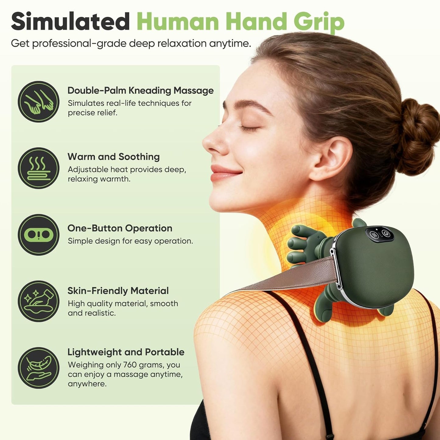 Portable Heated Neck & Back Massager | Wireless 4D Shiatsu Deep Tissue Massage Machine with Heat | Pain Relief for Neck, Shoulder & Back