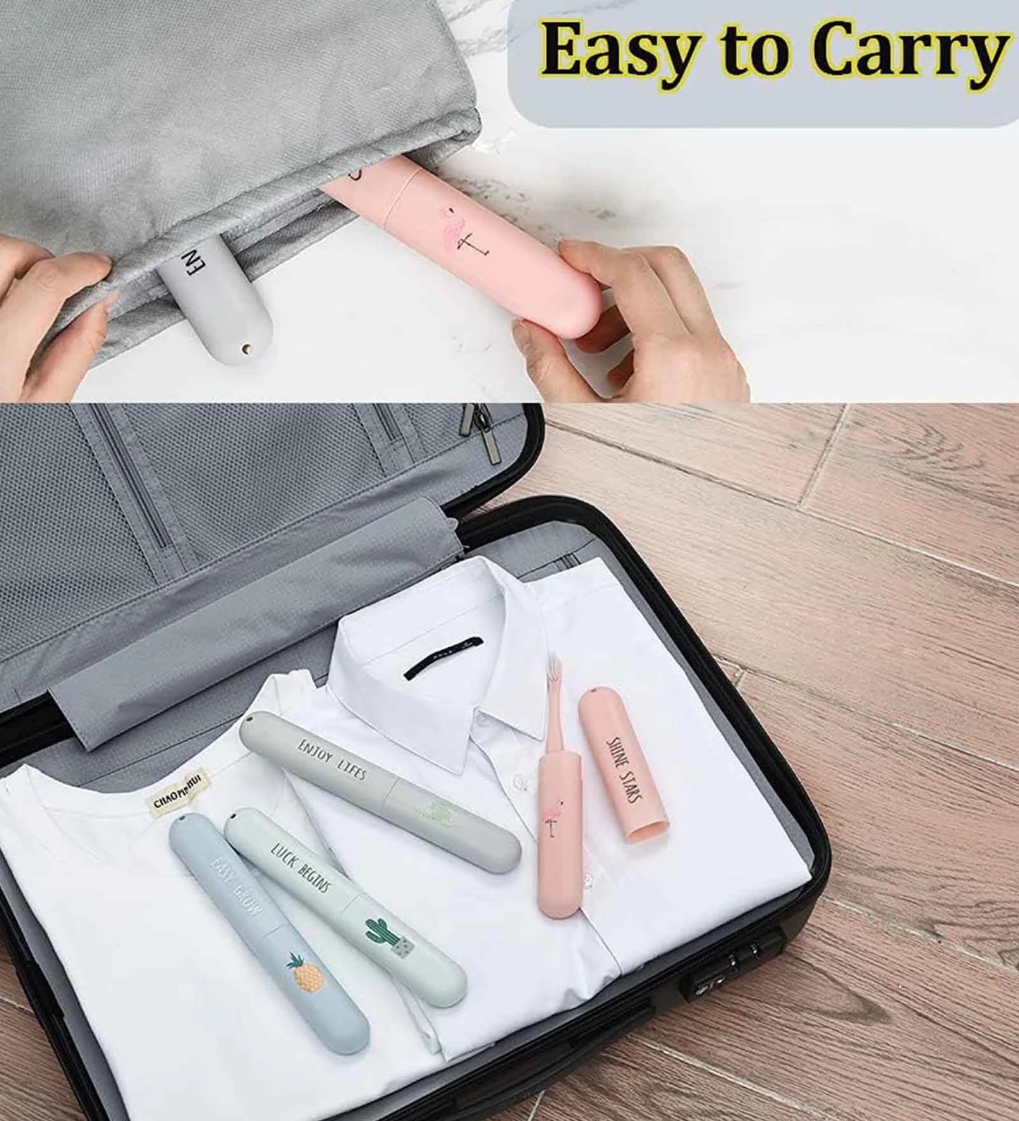 Decorative Travel Toothbrush Holder Set | Plastic Toothbrush Storage Case | 3 Pack | Portable Toothbrush Cover