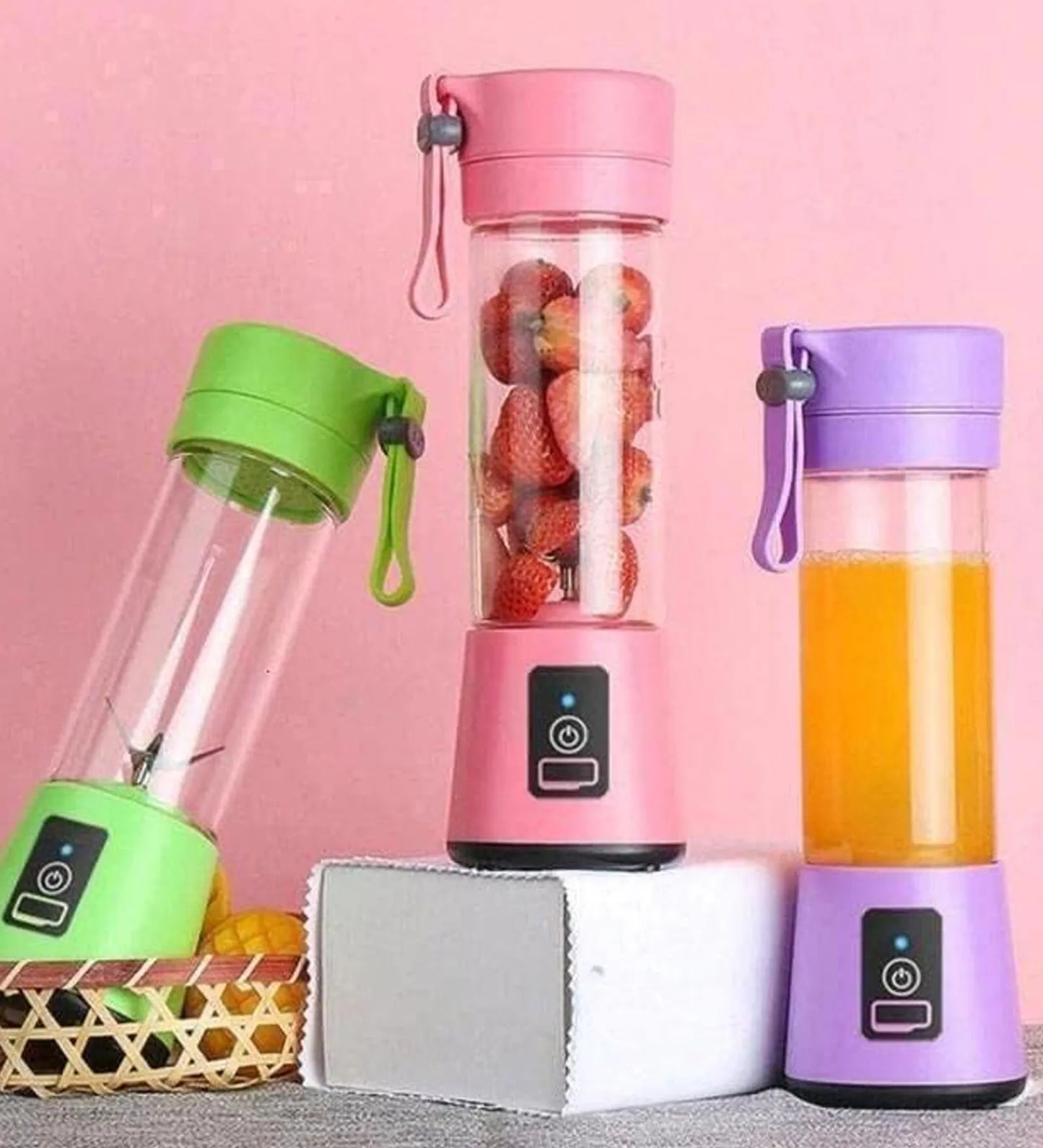 Small Portable USB Rechargeable Juicer Blender 400ml | 6 Blades | Safety Sensor | Protein Shaker Bottle | Multicolor