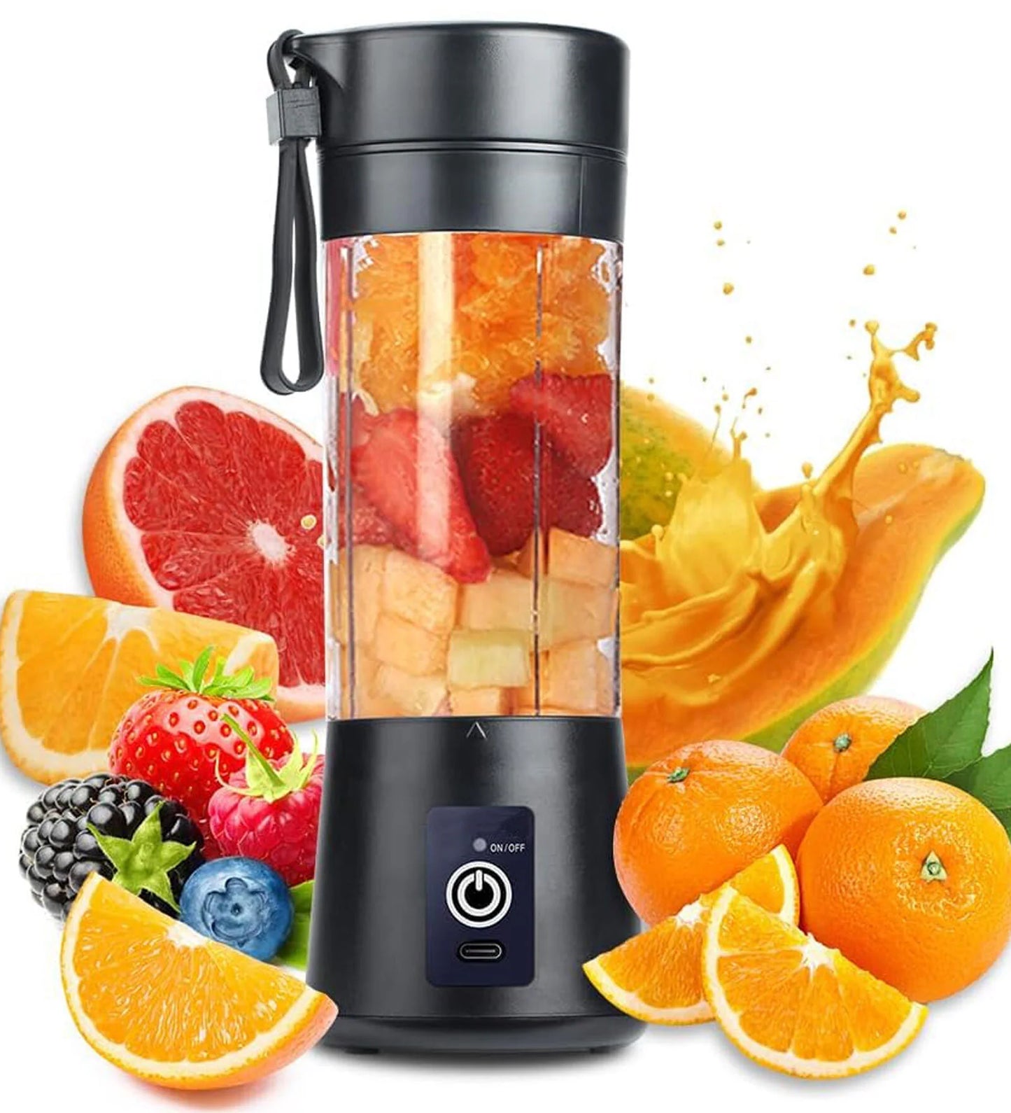 Small Portable USB Rechargeable Juicer Blender 400ml | 6 Blades | Safety Sensor | Protein Shaker Bottle | Multicolor
