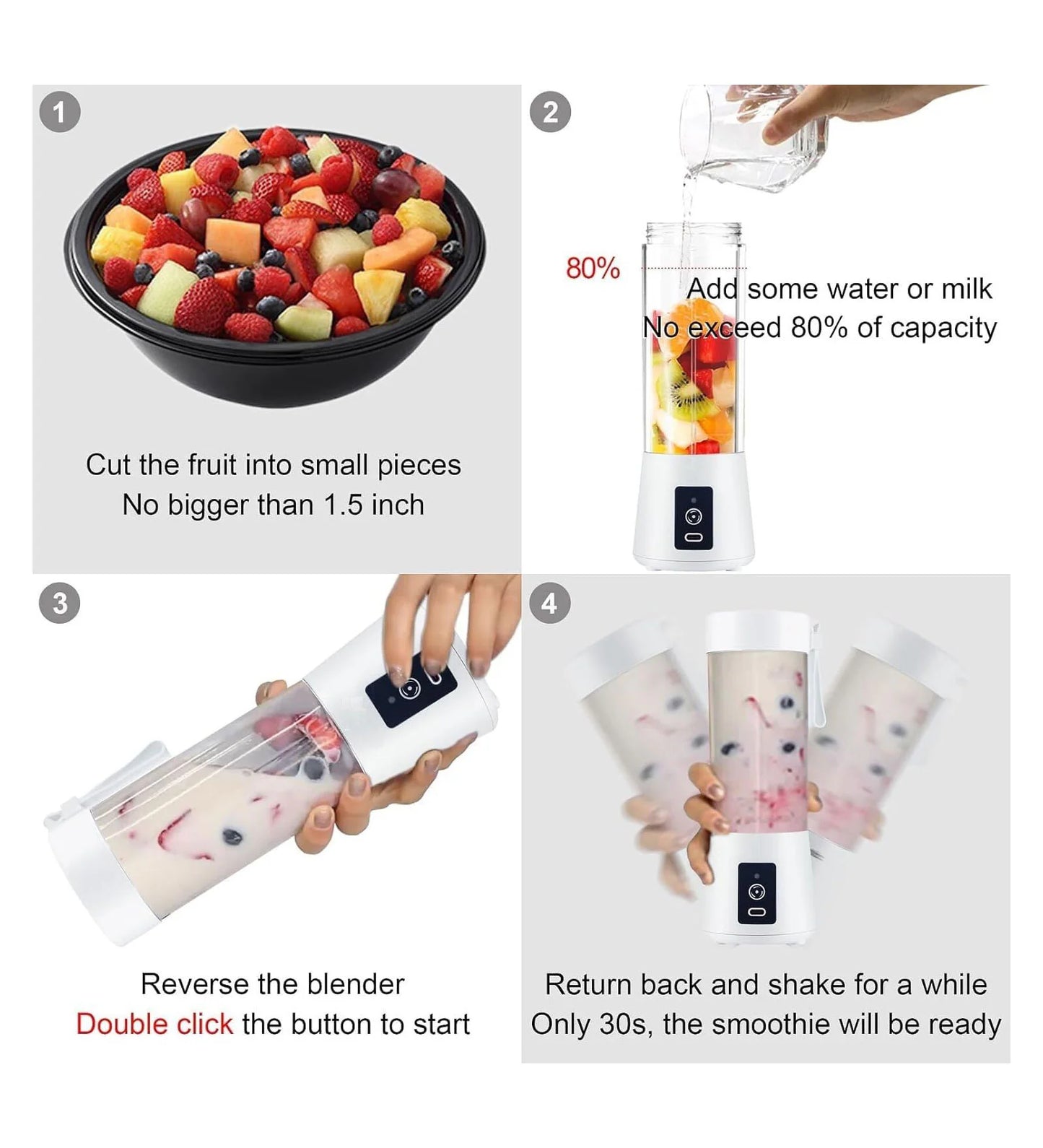 Small Portable USB Rechargeable Juicer Blender 400ml | 6 Blades | Safety Sensor | Protein Shaker Bottle | Multicolor
