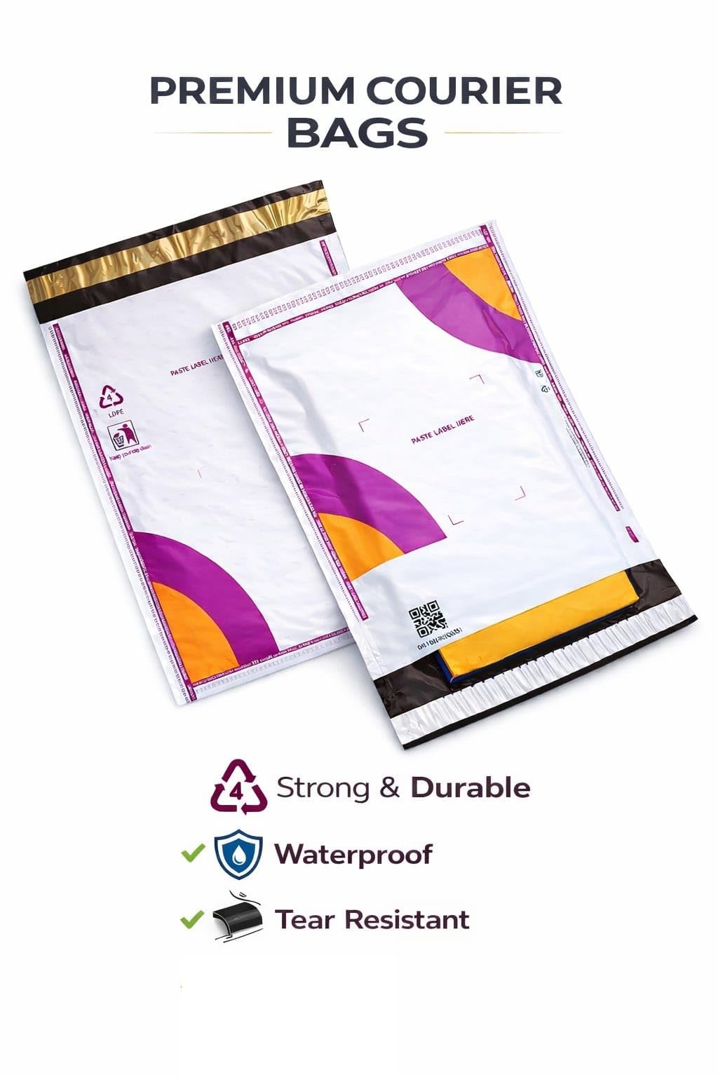 Meesho Barcode Courier Bag 6 x 8 Inch | White Opaque Tamper Proof Poly Mailer | LDPE Self Adhesive Shipping Bag | Yummerry